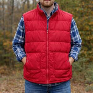 St. John’s Bay Red Puffer Vest Men’s XXL Plaid Lined
